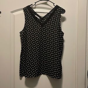Maurice sleeveless blouse. Black with white polkadots